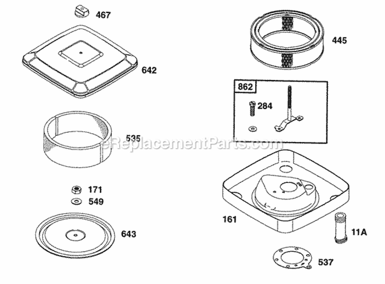 Air Cleaner Group Diagram and Parts List for 402445-1208-03  Briggs and Stratton Engine